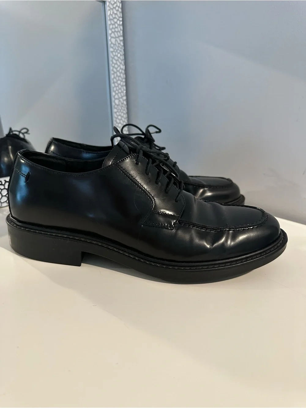 Bostonian Made in Italy Men's Black Leather Derby Shoes - Classic Lace-Up Sz 10
